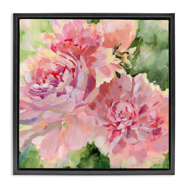 «Flared Peony Petals» par Katrina Pete, Cadre flottant noir de jais, H 18 po x l 18 po
