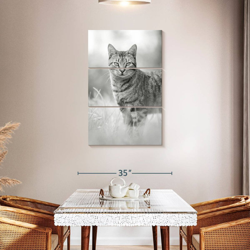 Chat gris Brampt, H 32 po x l 20 po