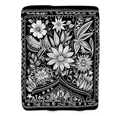 Jeté noir Sherpa Blan