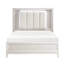 Grand lit à finition blanc antique, tête de lit à DEL et coussin rembourré, pièce de chambre à coucher pour lit en blanc, article de décoration moderne