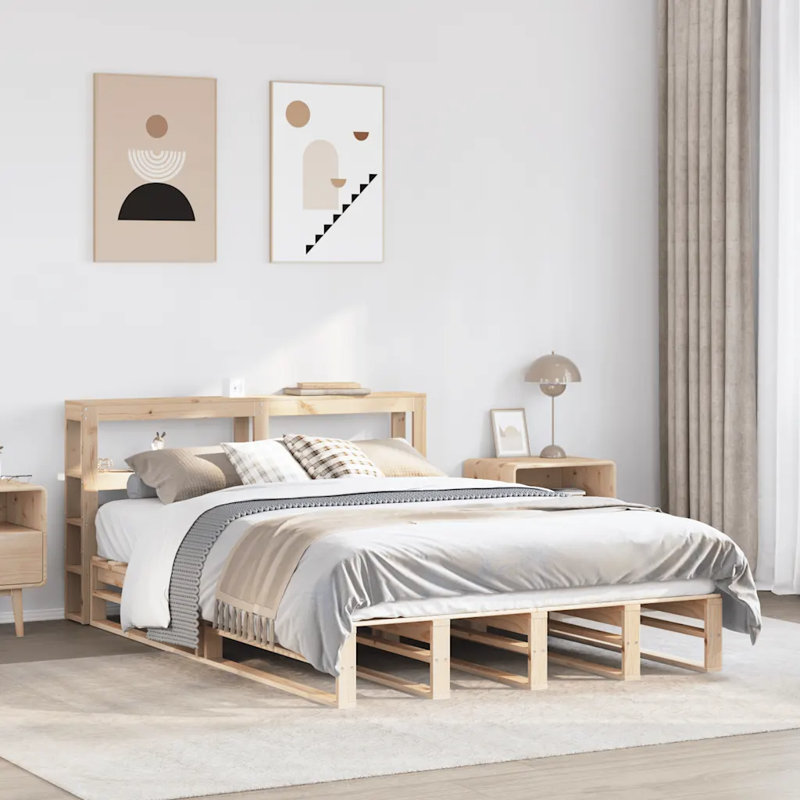 Amihai Solid Wood Bed, Brown, European Single (90 x 200cm)