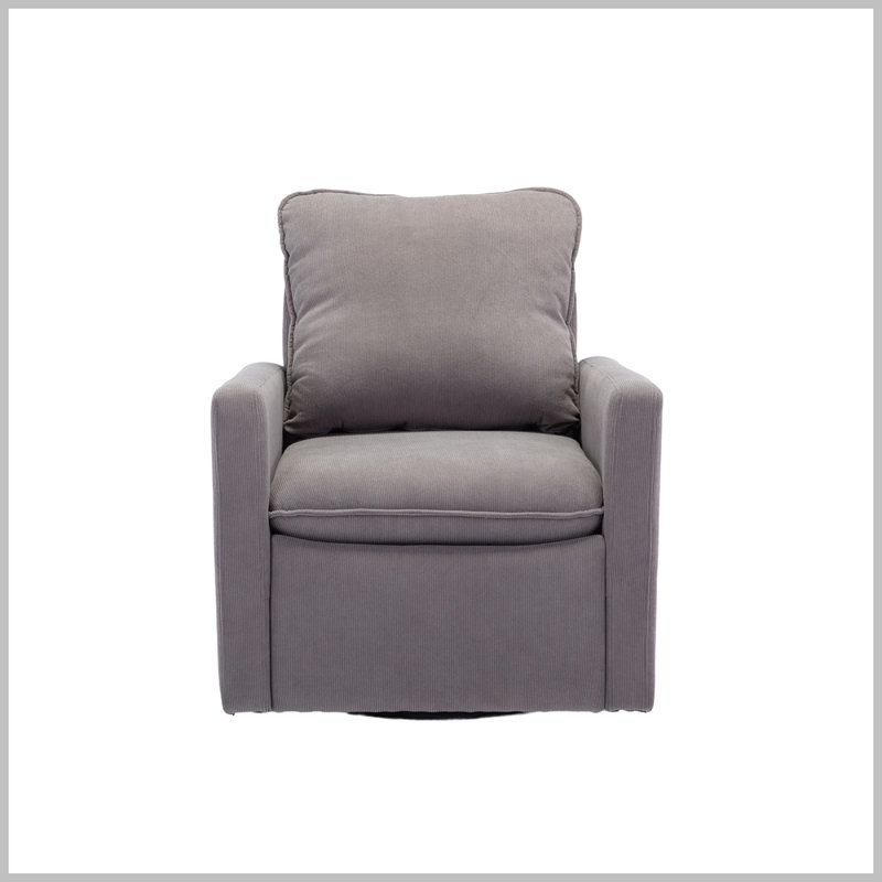 Fauteuil d'appoint pivotant rond Shetter, Velours gris velours