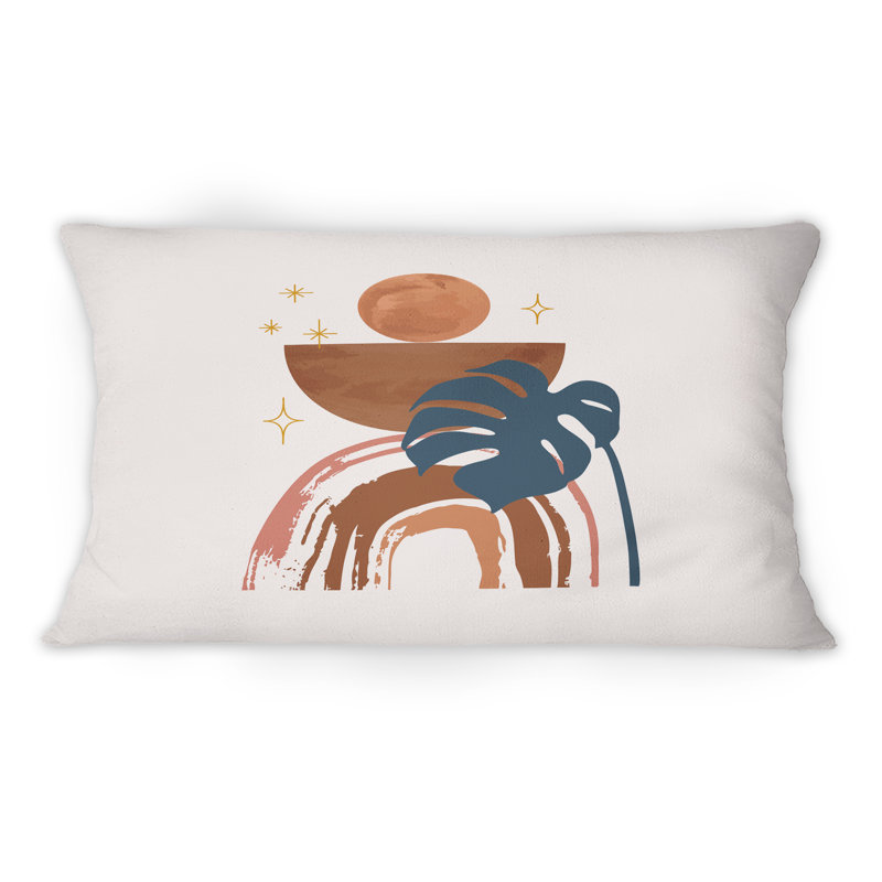 Abstrait avec feuille tropicale sur fond rose en V - imprimé tropical 12 po x 20 po