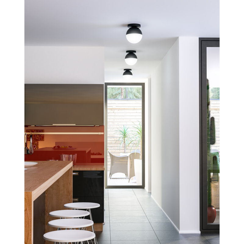 Plafonnier encastré en verre Monae, H 6,75 po x l 6 po x P 6 po, Noir