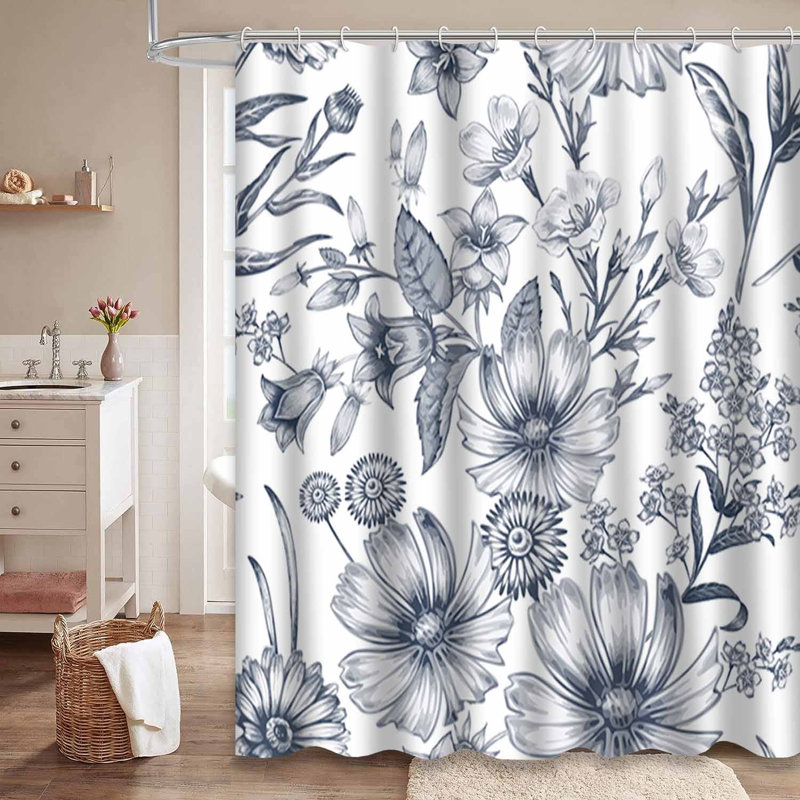 Rideau de douche imperméable à motif floral victorien oriental coloré avec 12 crochets, L 72 po x l 84 po