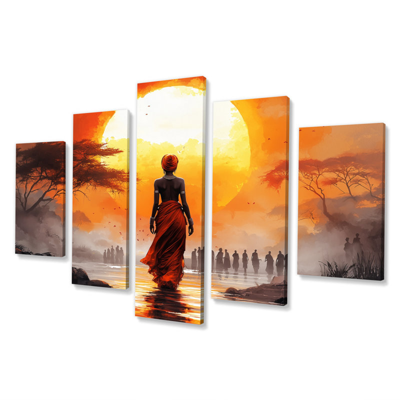 «Orange African Journey III», ensemble d'art mural paysage africain