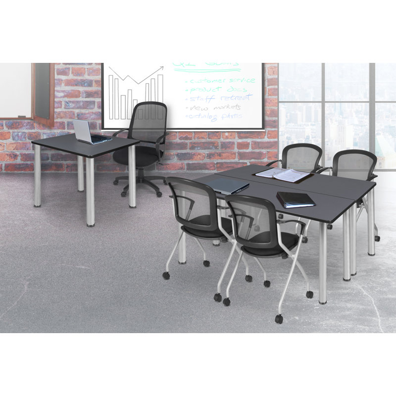 Plateau de table de formation Kee, H 29 po x L 48 po x l 24 po, Gris, Chrome