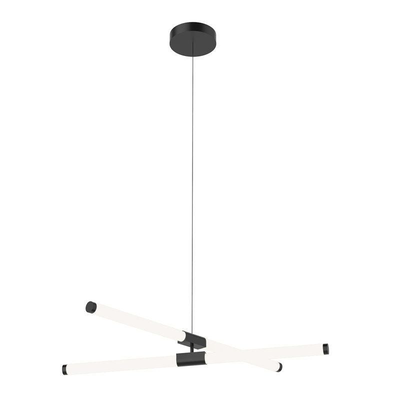 Akari Black LED Linear Chandelier with Metallic Finish