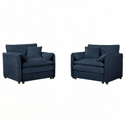Ensemble de 2 chaises d'appoint surdimensionnées en chenille surdimensionnées, fauteuil simple confortable avec grand siège, fauteuil de lecture moderne pour la chambre à coucher, le salon,