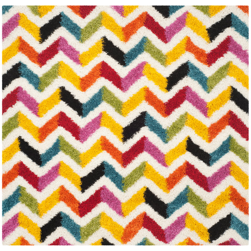 Chevron Multi-Colour Area Rug, Square 6'7"