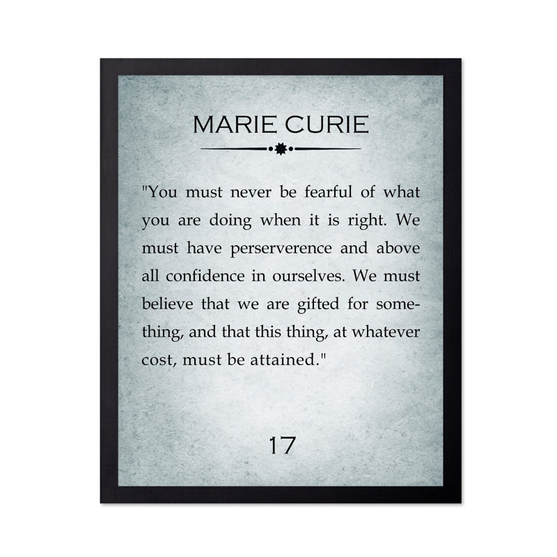 Marie Curie Quote, Black Framed, Poster, 18"H x 24"W