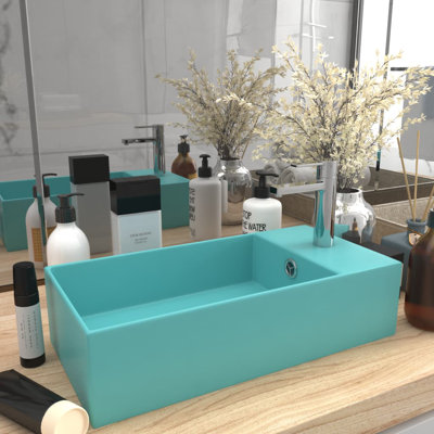 Belfry Bathroom Kettering 480mm L x 250mm W Ceramic Rectangular Sink with Overflow