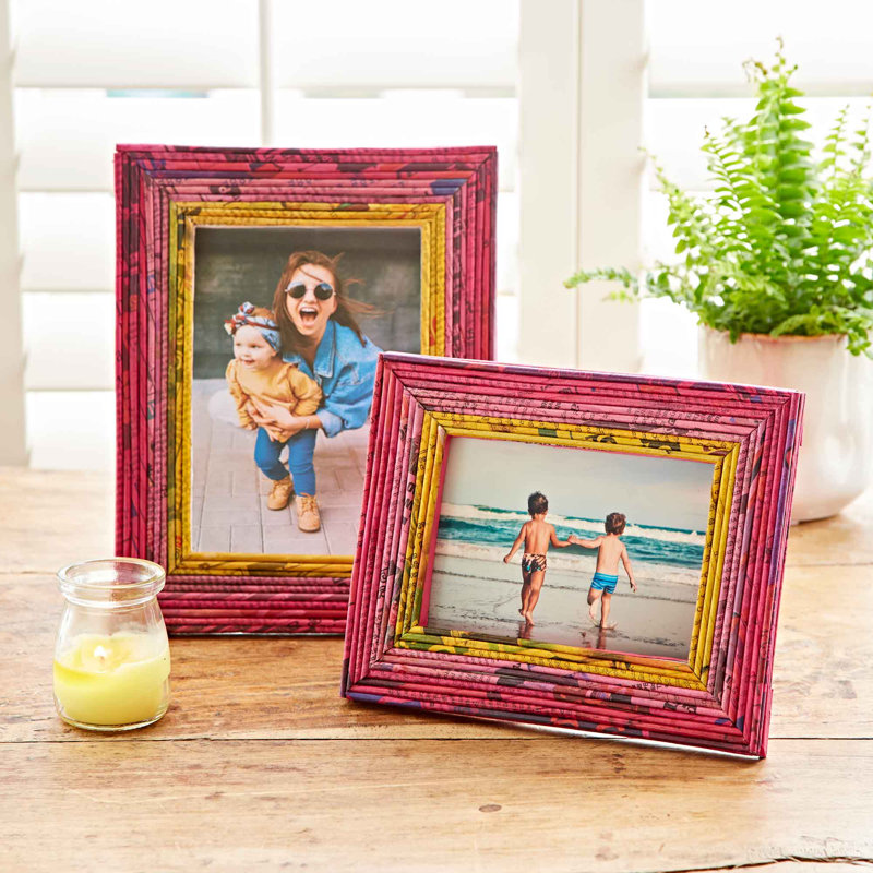 Paper Picture Frame, Red/Pink/Yellow, 12.7cm x 17.8cm