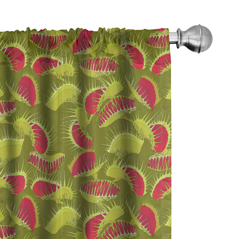 Venus Flytrap Semi-Sheer Rod Pocket Curtain Panels, 28" x 95"