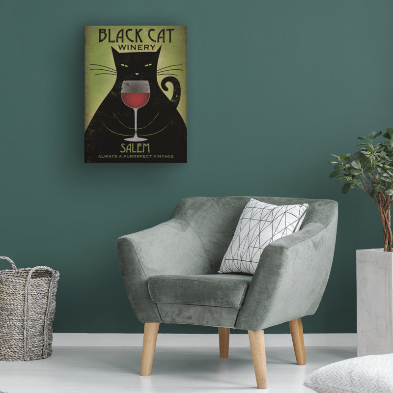 Art mural sur toile tendue - art mural «Black Cat Winery Salem» par Ryan Fowler pour le salon, la chambre à coucher ou le bureau - 35 x 47
