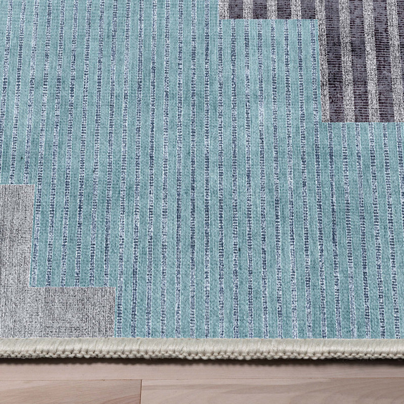 Tapis bleu tissé à plat Kehr Portsmouth, Rectangle 7 pi 7 po x 9 pi 10 po