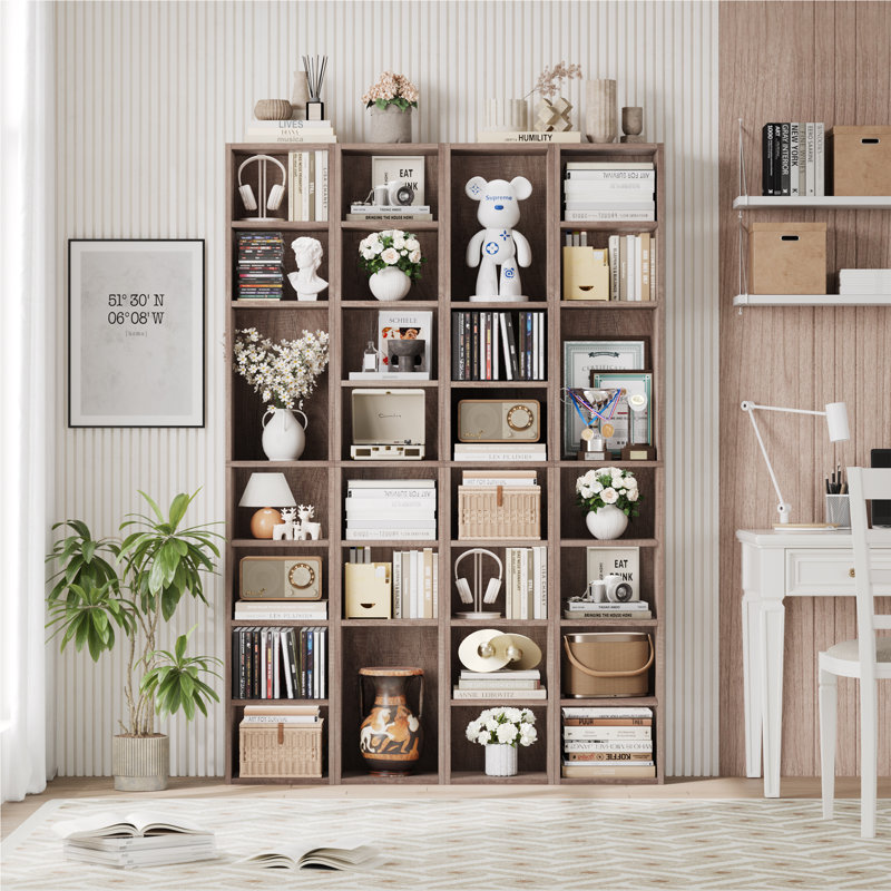 Gracyn 8-Tier Narrow Bookshelf With Adjustable Shelves, Dark Oak, 2