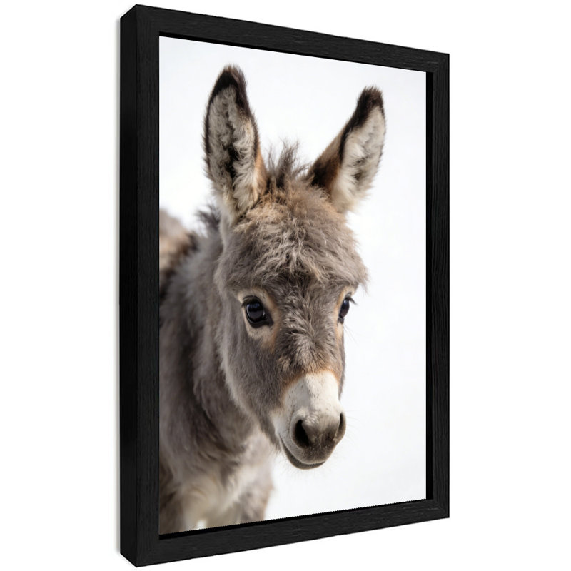Black Framed Vintage Grey donkey Wall Art Realism Style Framed Prints, 11" H x 9" W