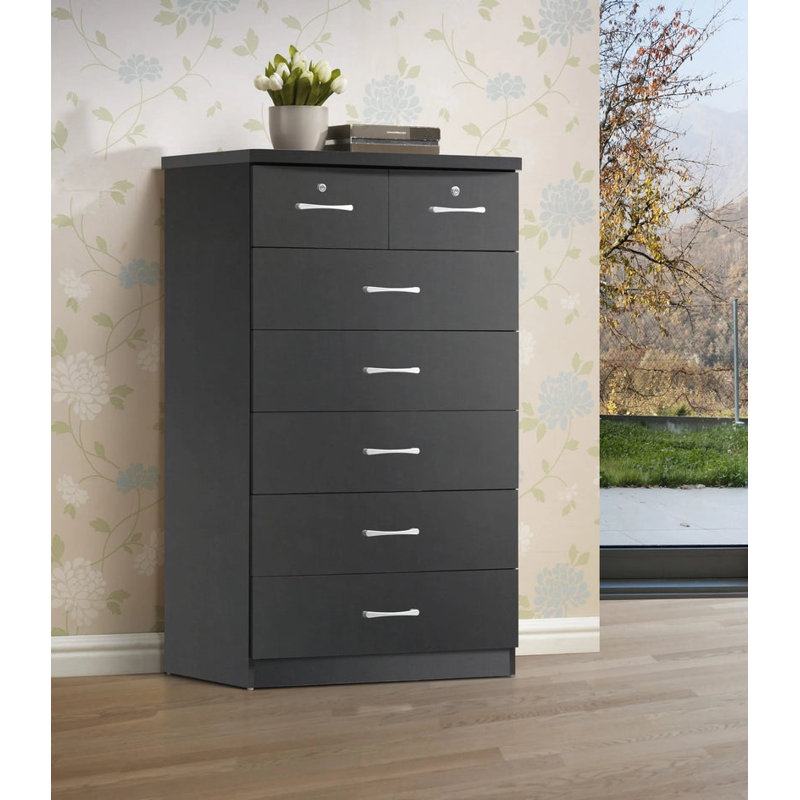 Commode 7 tiroirs Conor, Noir