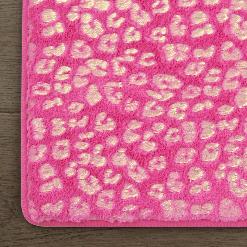 Juicy Couture Metallic Leopard Plush Rugs, 4' x 6', Hot Pink