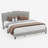 KING-Boucle Upholstered Solid Wood Bed Frame Soft Cloud Headboard Low Profile Bed Frame with RGB LED Lights（No Mattress Included）-119729695-119729697