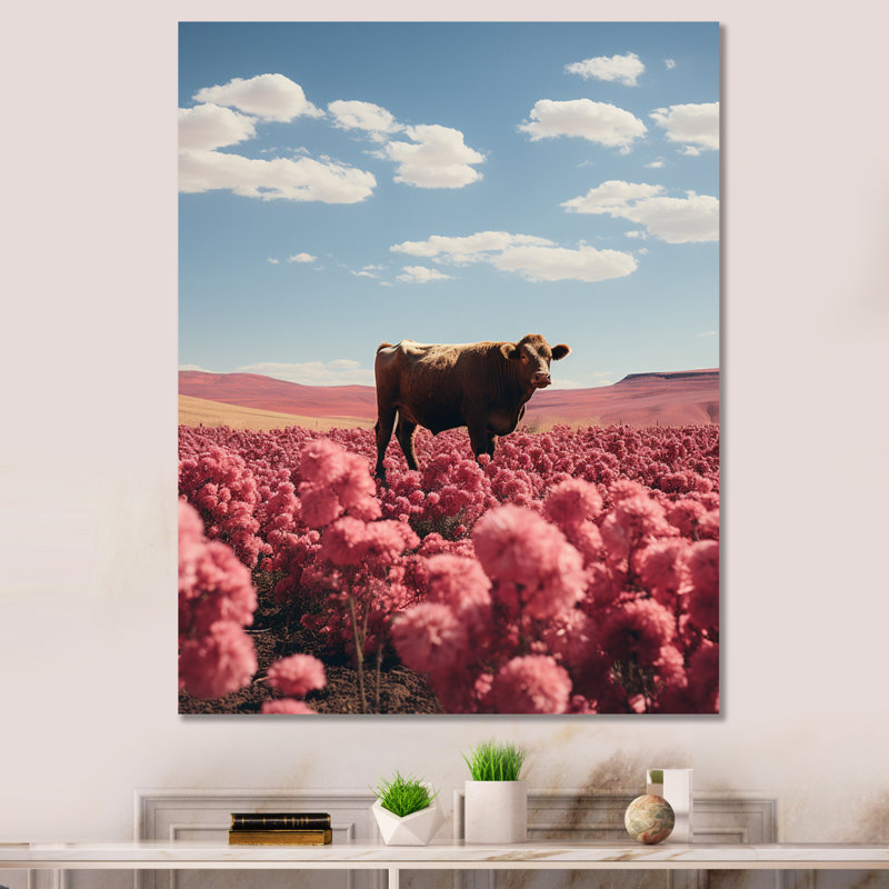 Cow Tranquil Fields - Animals Canvas Print, H 32 po x l 16 po x P 1 po, Toile tendue