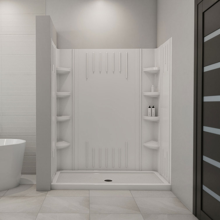 Qwall 60" W x 30" D x 75.63" H Framed Rectangle Shower Stall and Base Included