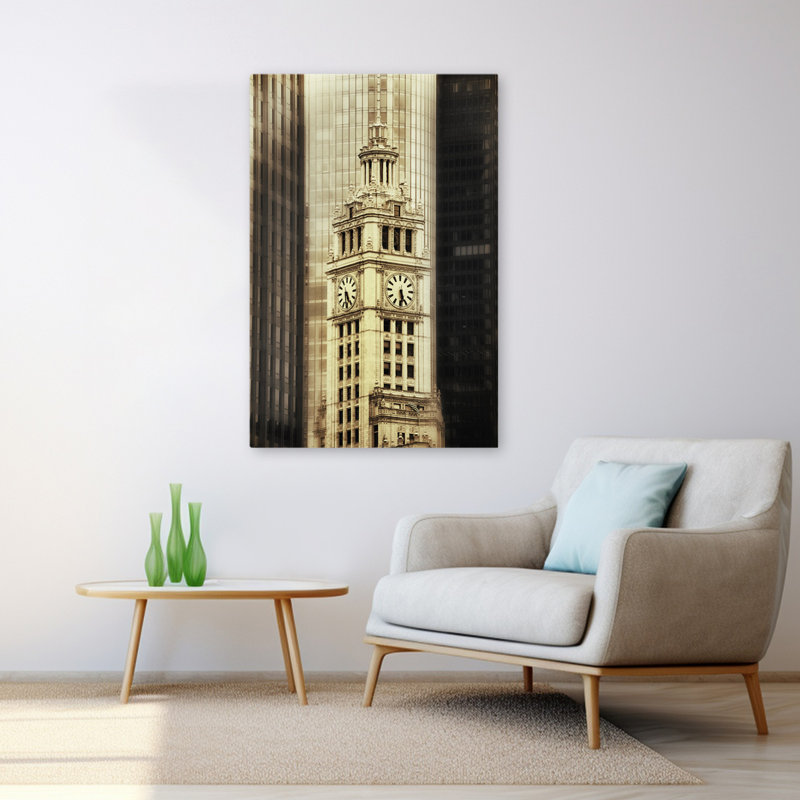 Chicago Wrigley, paysage urbain, photographie, art rétro, H 48 po x l 32 po