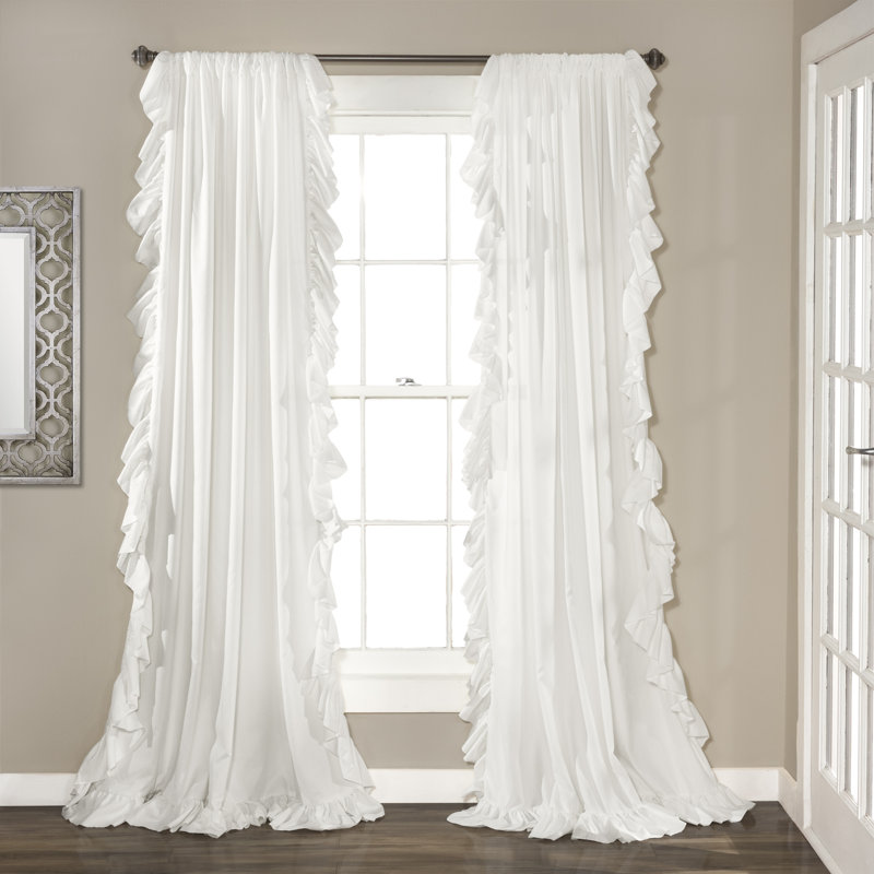 Reyna Semi Sheer Curtain Single Panel, White, 54"W x 120"L