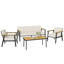  Ensemble de mobilier d'extérieur pour 5 personnes avec coussins en oléfine, ensemble de conversation en métal avec table basse, ensemble de conversation pour patio moderne