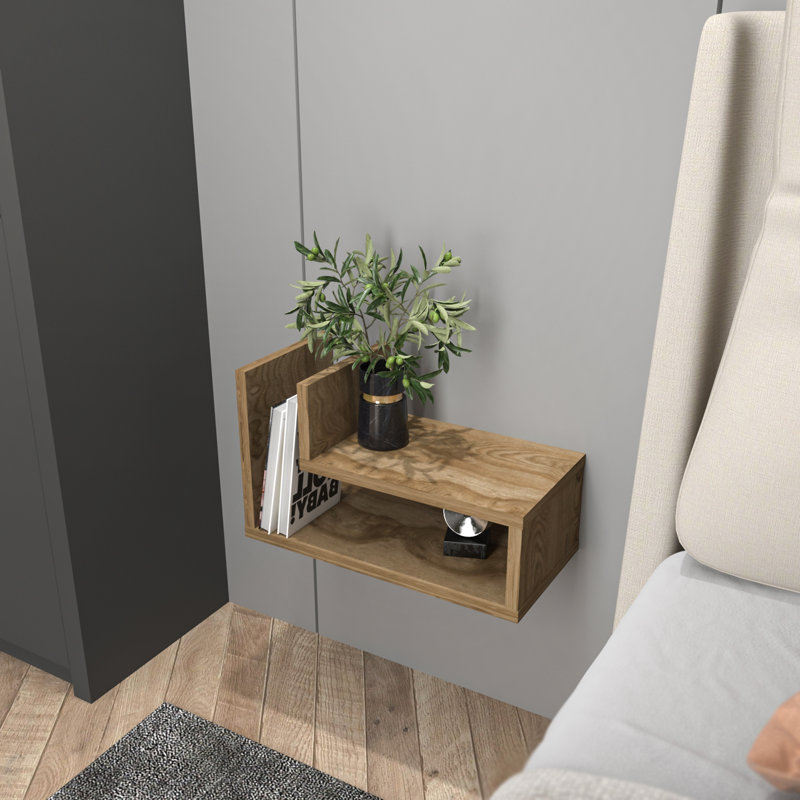 Renninger 45cm W Manufactured Wood Bedside Table, Brown
