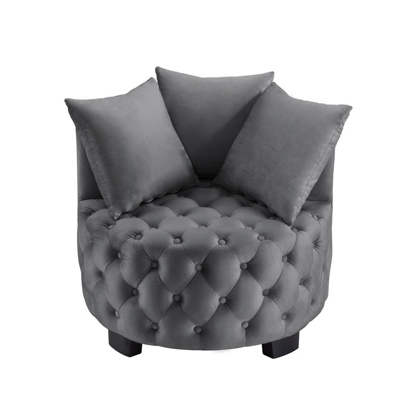 Chaise d'appoint contemporaine rembourrée et capitonnée, Gris foncé