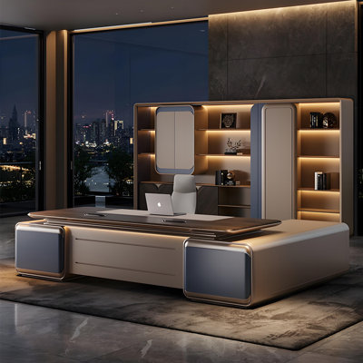 Bureau de direction 94,49 "Modern Luxe avec armoires latérales et verrouillage par mot de passe