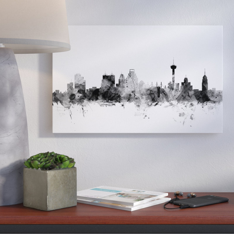 « san antonio texas horizon », impression sur toile tendue, H 12 po x l 19 po x P 2 po