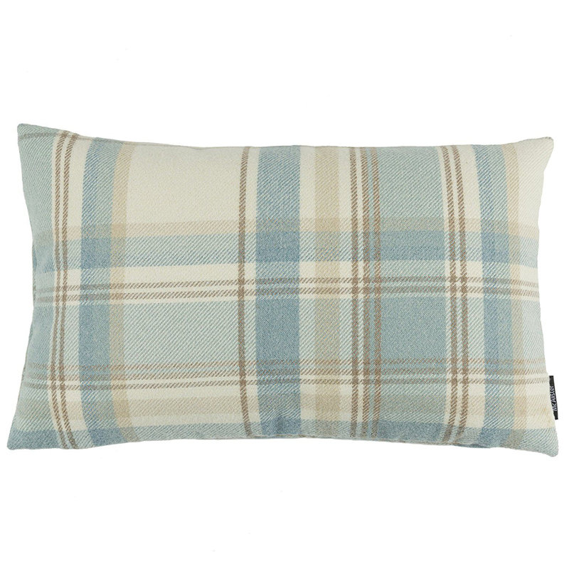 Griggs Plaid Rectangular Cushion, 30 x 50cm, Duck Egg Blue