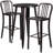 Drumfane 30'' Round Metal Indoor-Outdoor Bar Table Set with 2 Vertical Slat Back Stools-33651157-68072876