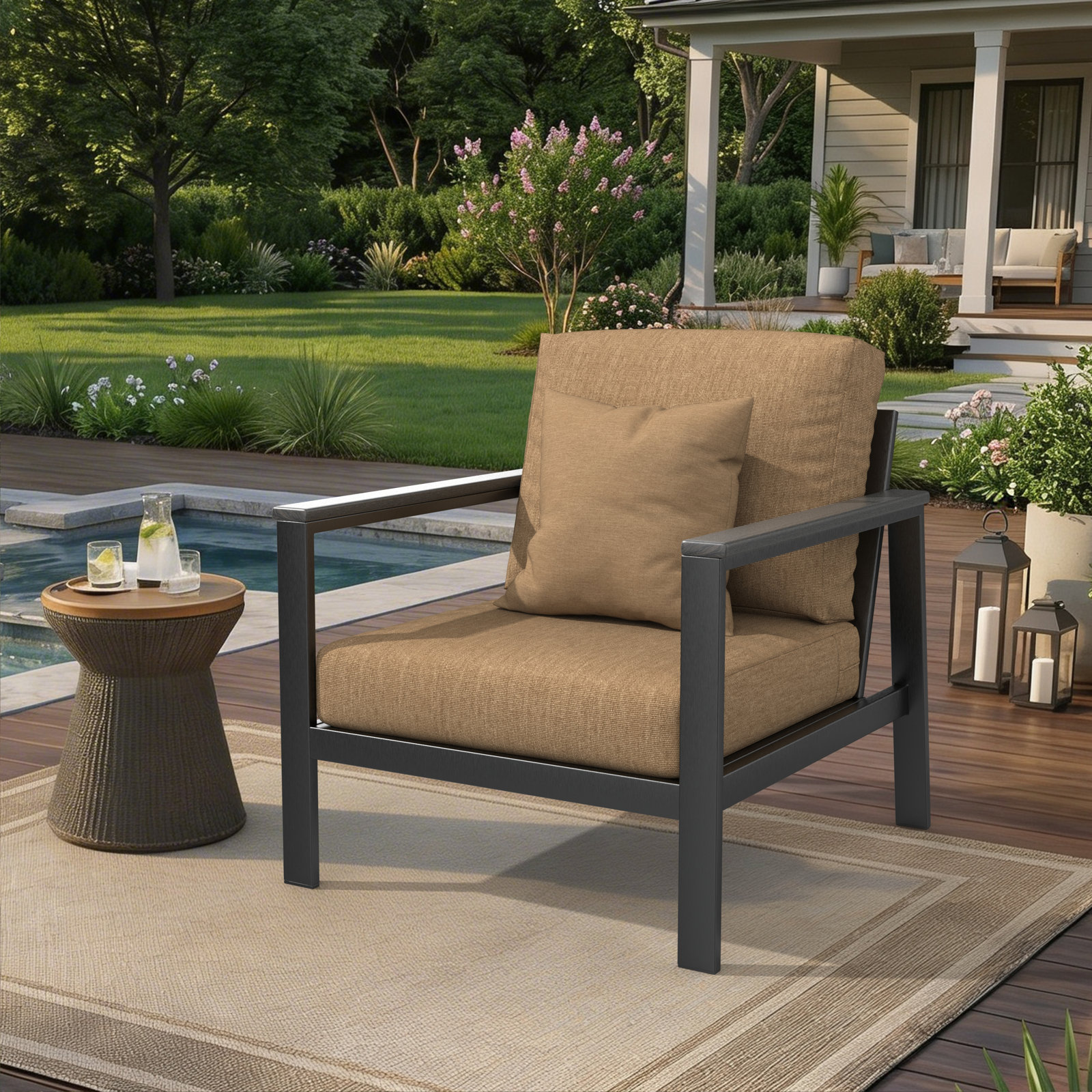 Townsend Sunbrella® Patio Lounge Chair, Gray, Yes, Sunbrella Canvas Heather Beige