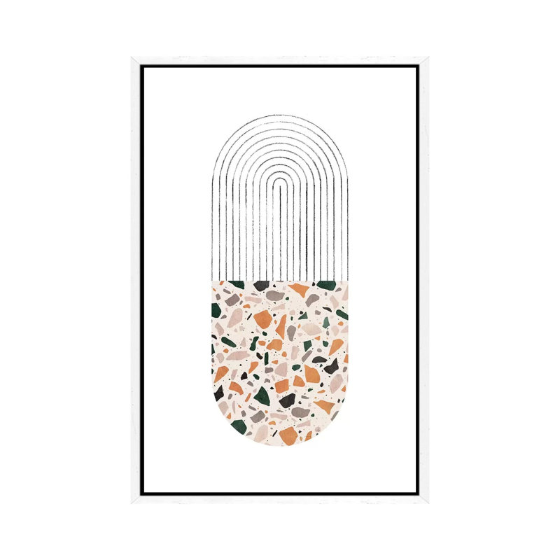 Terrazzo Arch - Painting on Canvas, 66.04cm H x 45.72cm W x 3.81cm D, White Framed