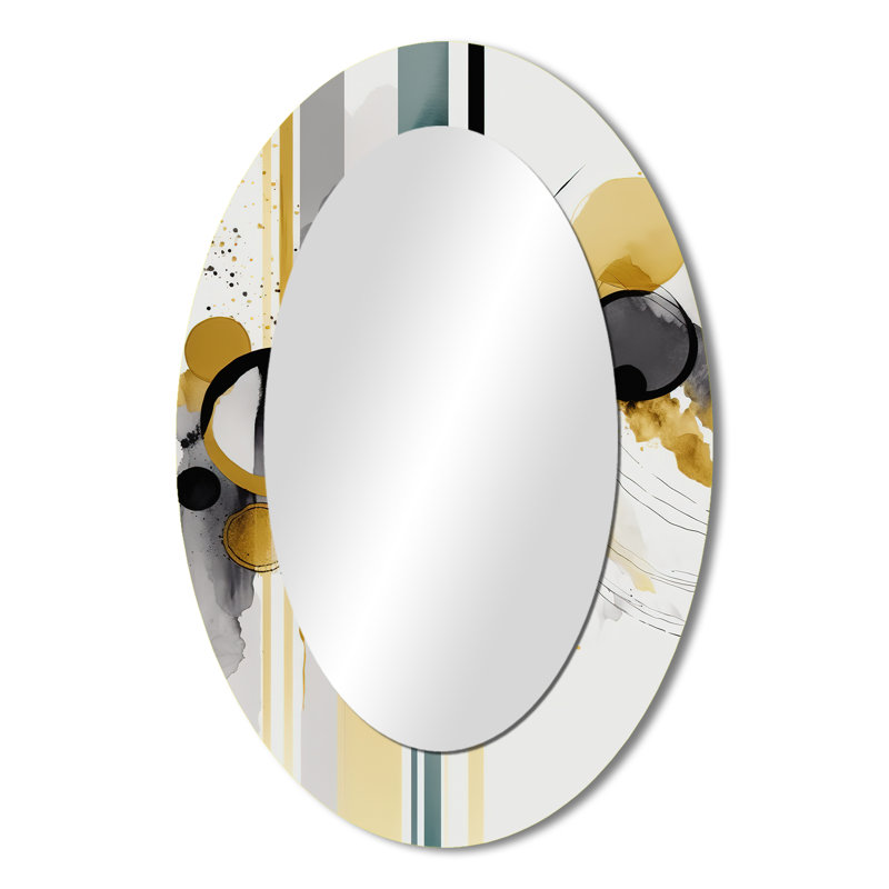 Abstrait, formes transitionnelles noires I - miroir mural ovale moderne, 36 po x 24 po