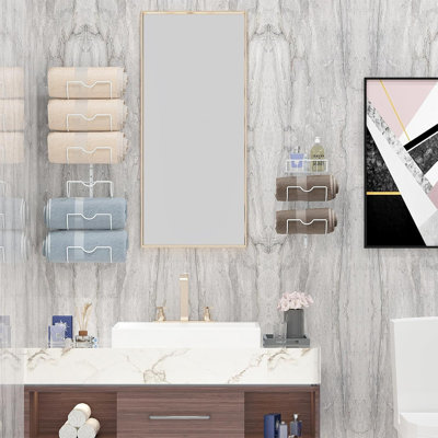 Porte-serviettes de salle de bain à 9 niveaux X-Cosrack - Organisateur de serviettes mural en métal à suspendre - Blanc mat