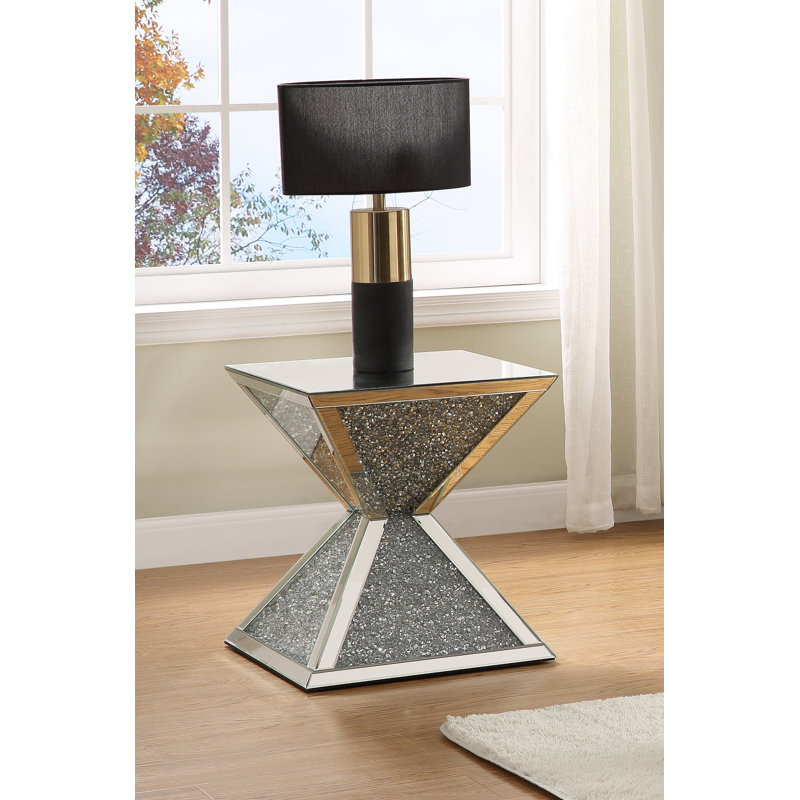 Table de bout, miroir et faux diamants