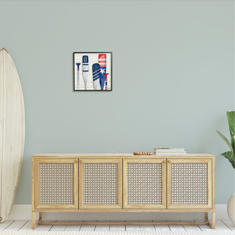 Port Oars Rustic Americana Patterns par Paul Brent - Peinture sur bois, H 17 po x l 17 po x P 1,5 po