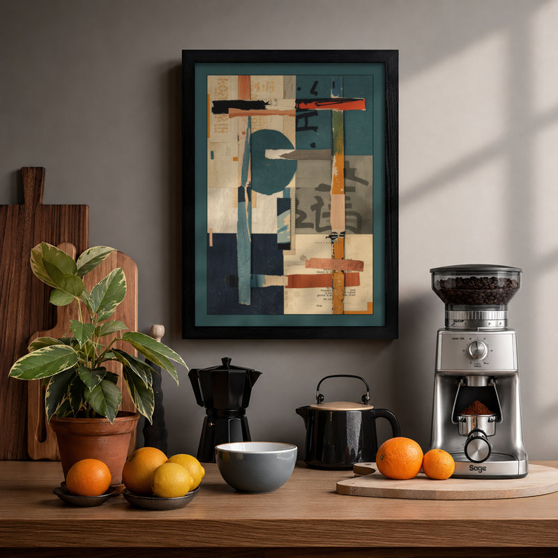 Geometric Abstraction Abstract - Framed Print, A3 - 42.0 x 29.7 cm, Black