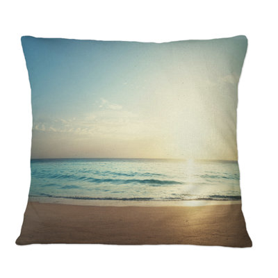 Sunset On Seychelles Beach - Nautical & Coastal Printed Throw Pillow