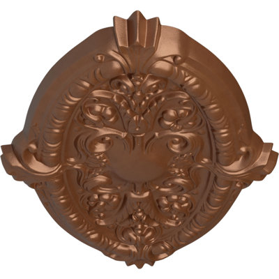 Endurathane Marcella Ceiling Medallion, 26 3/8"W x 17 1/4"H x 1 3/4"P (Fits Canopies up to 3"), Hand-Painted Polished Copper Finish