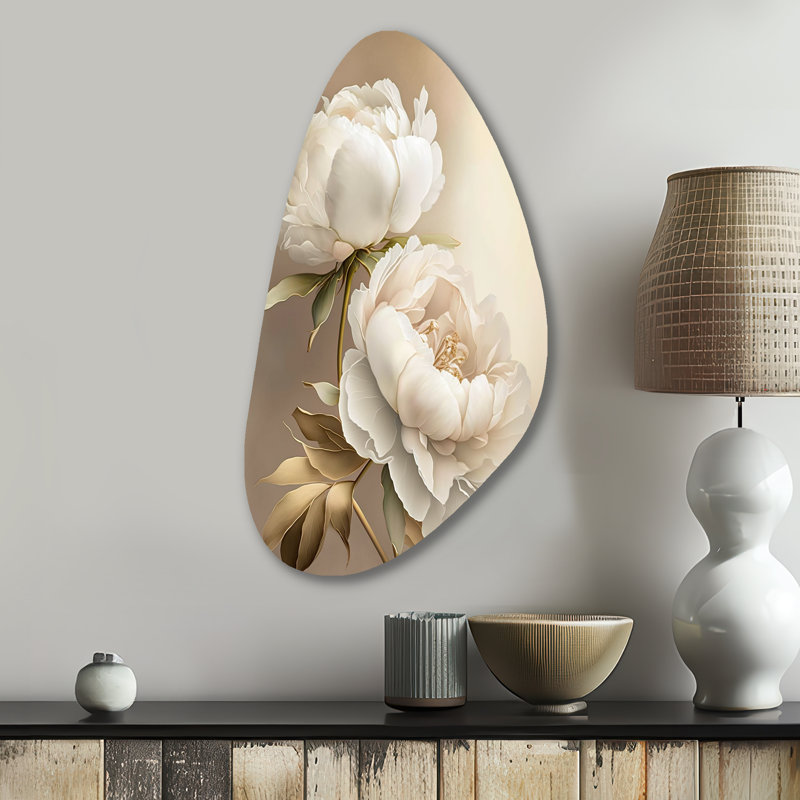 Sculpture murale pivoine en forme de pivoine II, H 31 po x l 17 po
