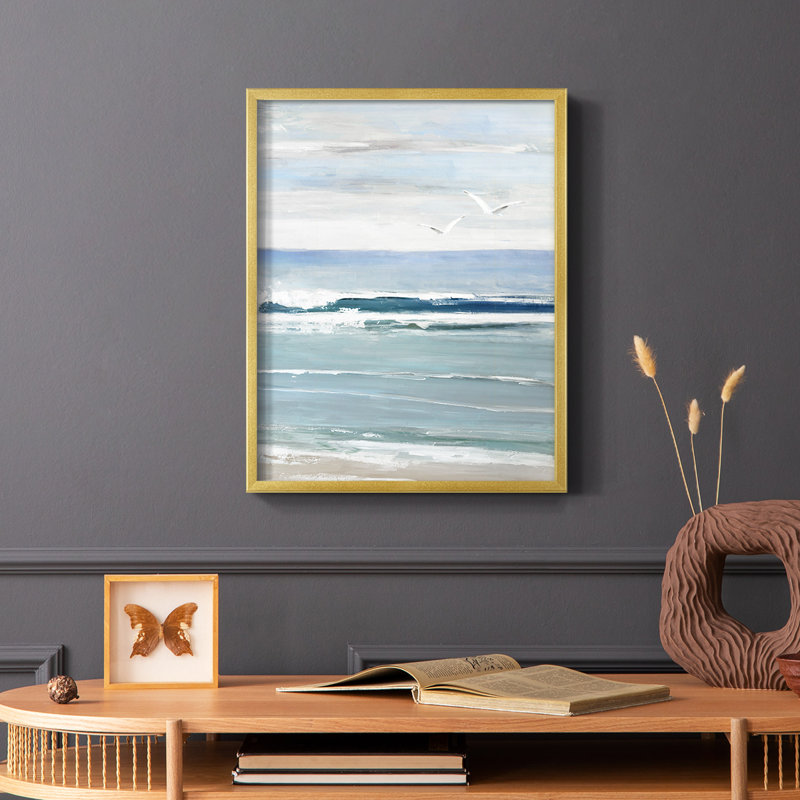 Seagull Bay I, reproduction encadrée - bois massif, Or, H 14 po x l 11 po