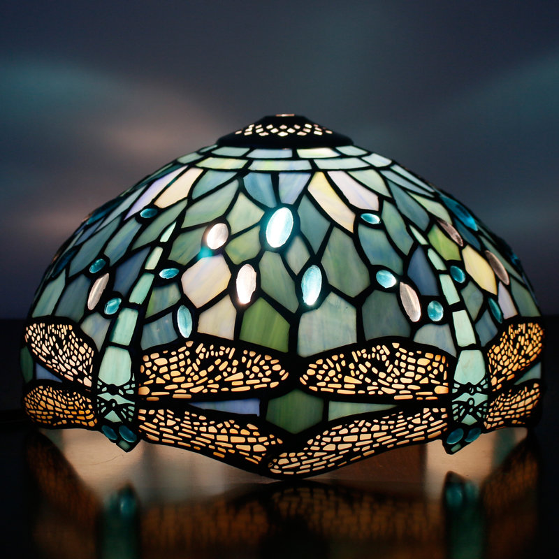 Sea Blue Stained Glass Dragonfly Style Tiffany Lamp Shade