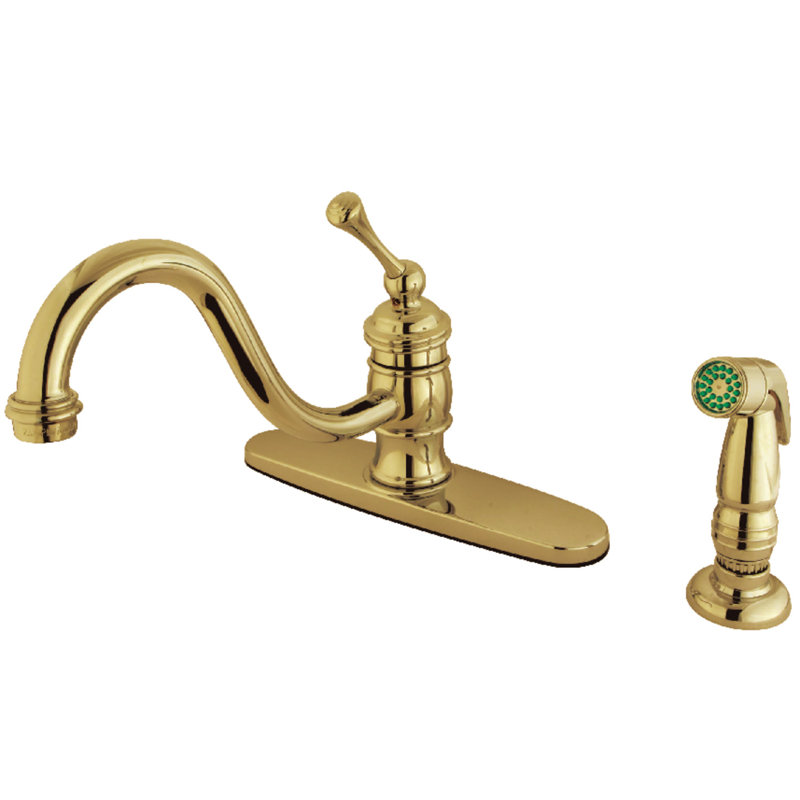 Centerset Double Handle Kitchen Faucet, Polished Brass