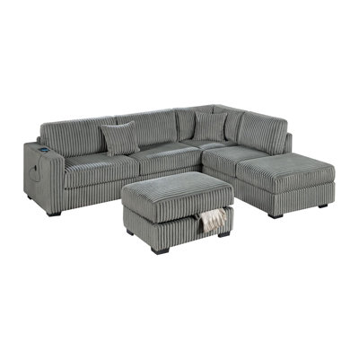 Sectional sofa with chaise longue and footstool